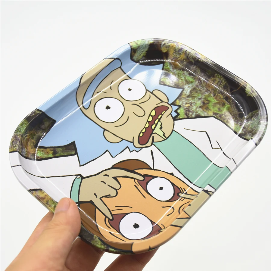 Рик & Морти 18 см * 14 металлический поднос для завальцовки дыма табака травы