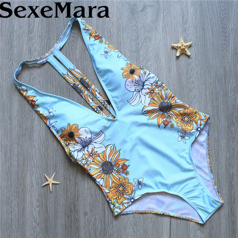 Сексуальный цельный купальник 2017 для женщин 1 шт. купальный костюм с принтом