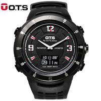 ots brand men sports watches dual display compass wristwatches waterproof military outdoor watch relogio masculino