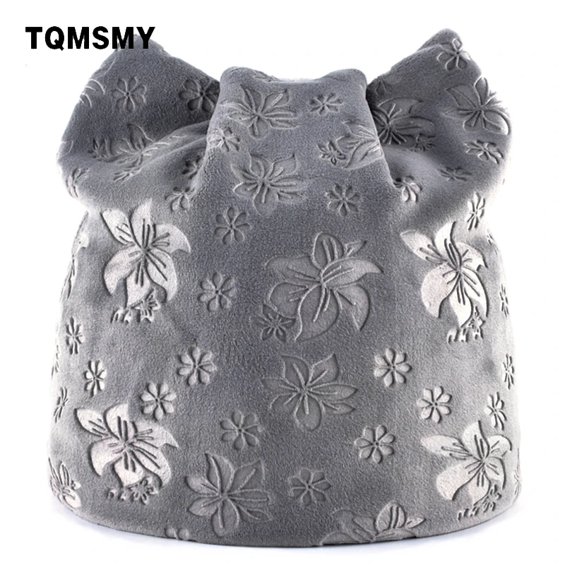 TQMSMY Осенняя теплая зимняя женская шапка с кошачьими ушками Skullies Beanie шапки