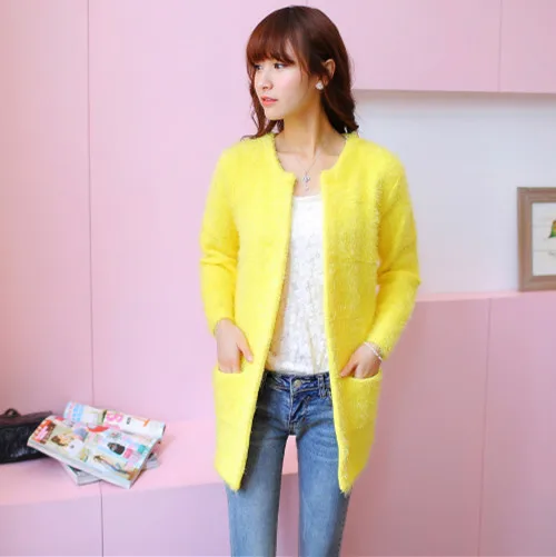 Женское трикотажное платье свитер длинный Повседневный Кардиган весна осень