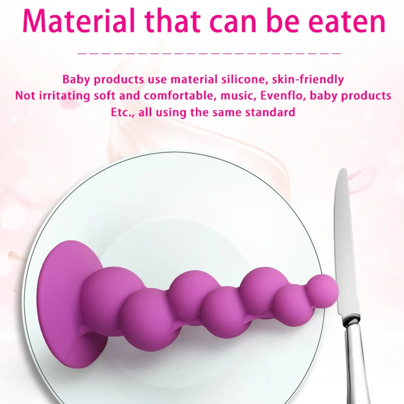 Shaped anal Plug Silicone 7 misplaced beads Explosive stimulation Sex Toys Super Dildo suction cup for Coupleman women G Spot |