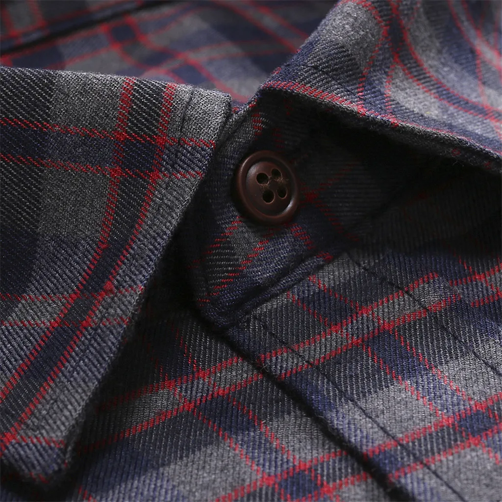 Camisa masculina мужские рубашки мужская повседневная нормальная клетчатая деловая рубашка с длинными рукавами и пуговицами мужская рубашка