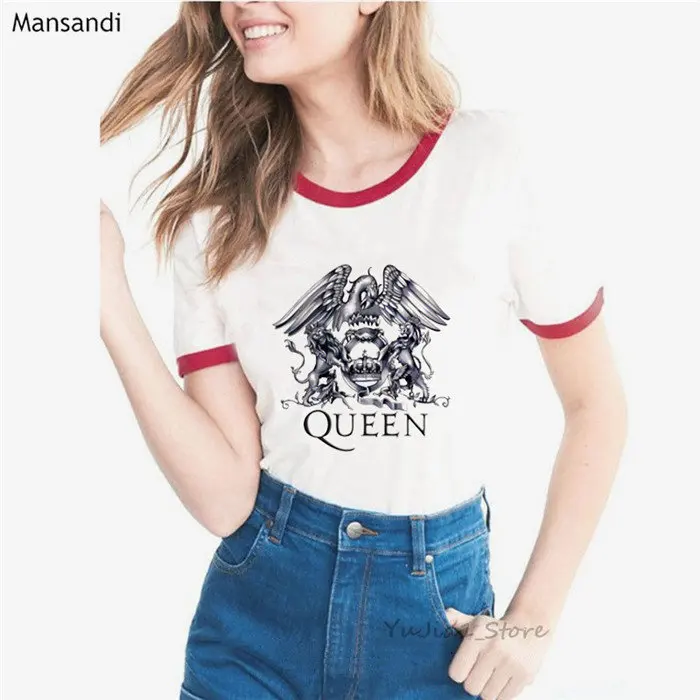 Y60451 R Freddie Mercury Футболка женская одежда queen Band футболка летние топы Женская футболка tumble топы Футболка женская уличная одежда - Цвет: Y60451 R
