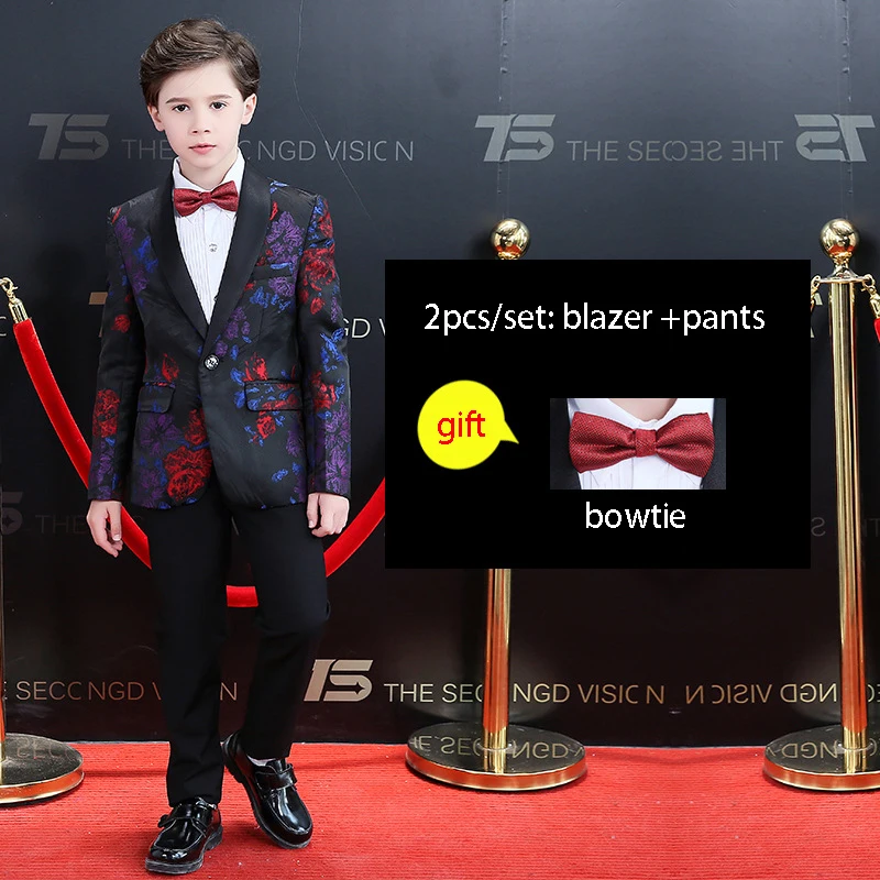 blazer pants 2pcs Детский деловой костюм, комплект с блейзером и брюками для мальчиков, Детский костюм для выступлений на фортепиано, свадебной вечеринки, выпускного бала - Цвет: blazer pants 2pcs