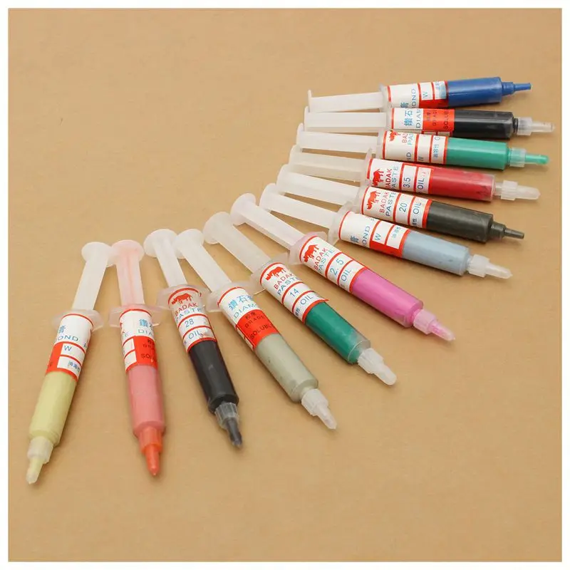12Pcs Diamond Polishing Lapping Paste Compound Syringes 0.5-40 Micrometer 5 Gram |