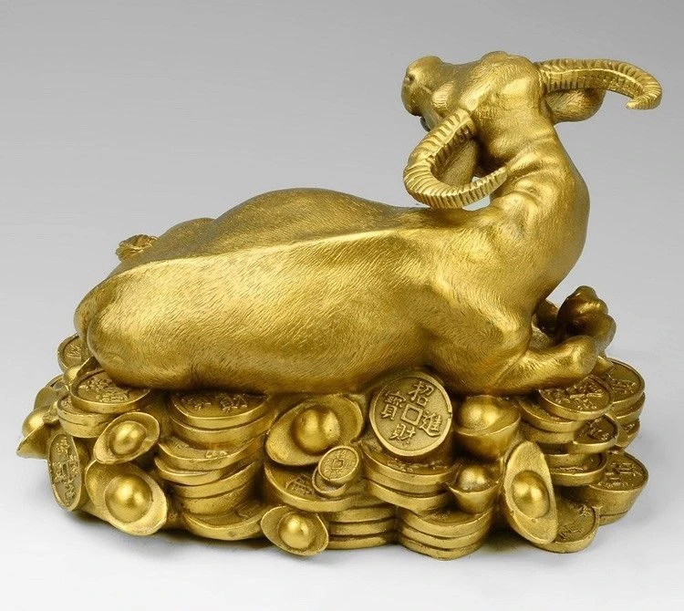 Китай латунные фэншуй Yuanbao богатство зодиакальные животные Bull быка коровы