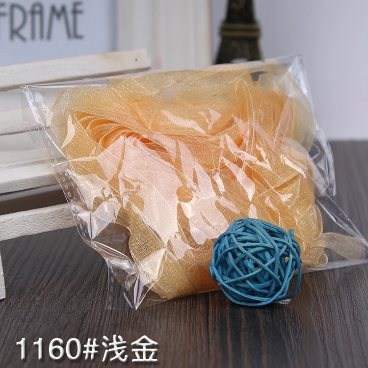 10 м/лот 1 см прозрачные шифоновые ленты из органзы DIY ручной работы товары для рукоделия подарочная упаковка украшения белые ленты - Цвет: Light Gold
