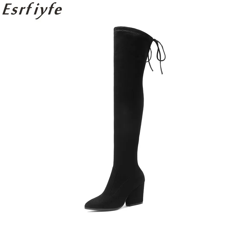 ESRFIYFE/новые зимние женские сапоги выше колена модные короткие плюшевые на высоком