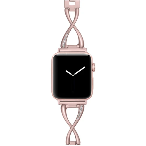 rose gold Алмазный женский ремешок для Apple watch 38 мм/42 мм iWatch 4 ремешок 40 мм/44 мм металлический браслет из нержавеющей стали Apple watch 4 3 21 - Цвет ремешка: rose gold