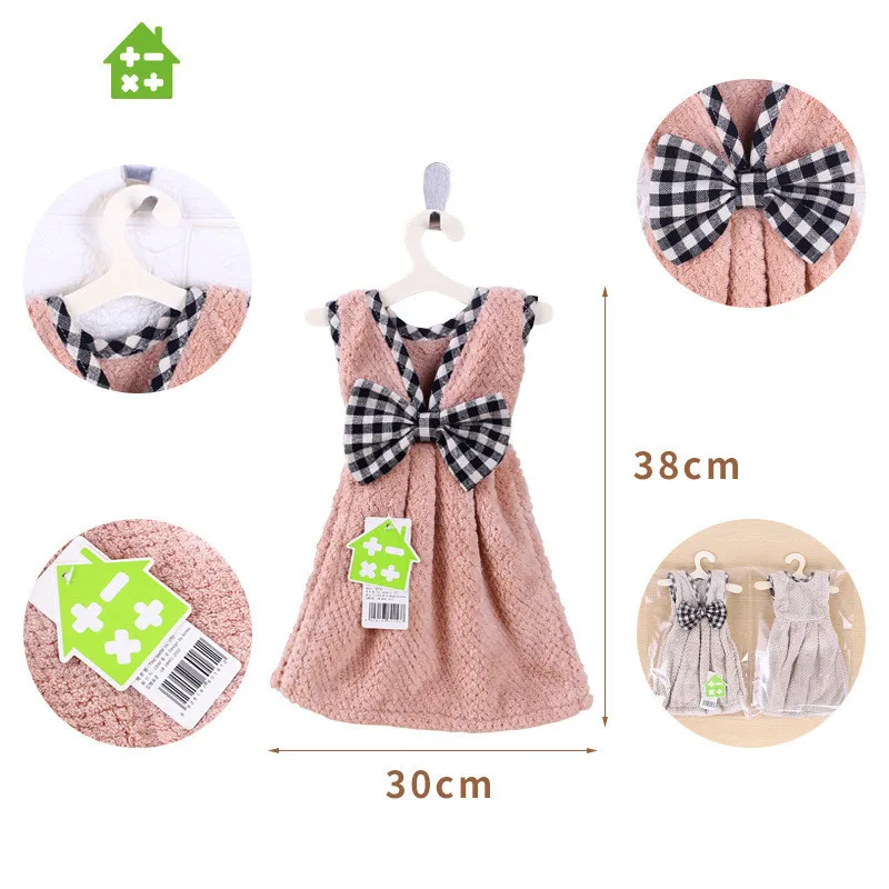 Hand Towel Cute Dress with Bows For Kids Chidren Microfiber Absorbent Dry Kitchen Bathroom Soft Plush Dishcloths | Дом и сад