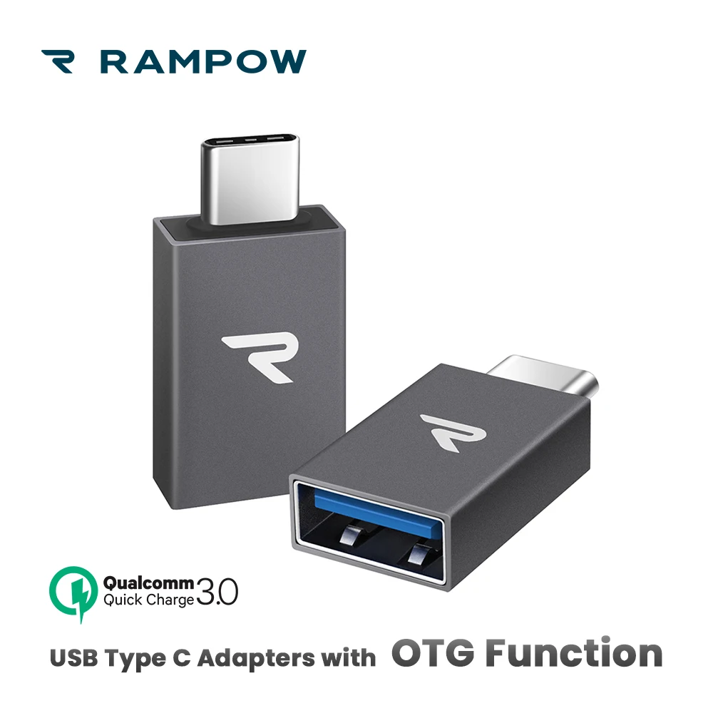 [2 шт./упак.] RAMPOW OTG USB C Адаптеры 5 Гбит/с QC3.0 Тип адаптер для MacBook 3 0 samsung S9/huawei P20