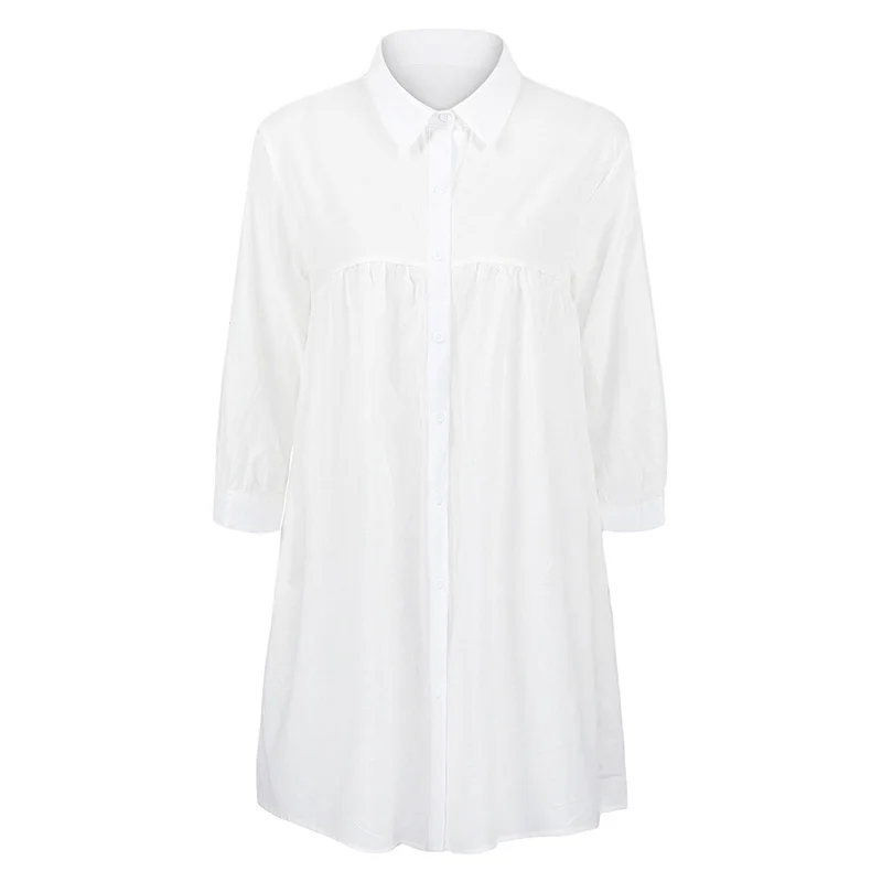 Женская блузка Romacci 4XL 5XL размера плюс однотонная с отворотом и рукавом 3/4