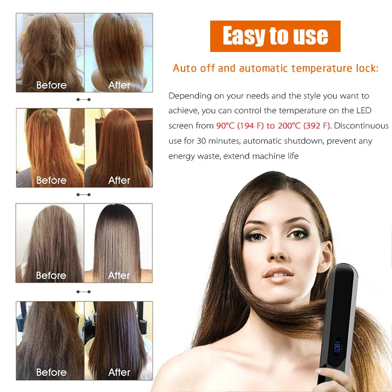 USB портативная мини-расческа для прямых волос быстрый Электрический