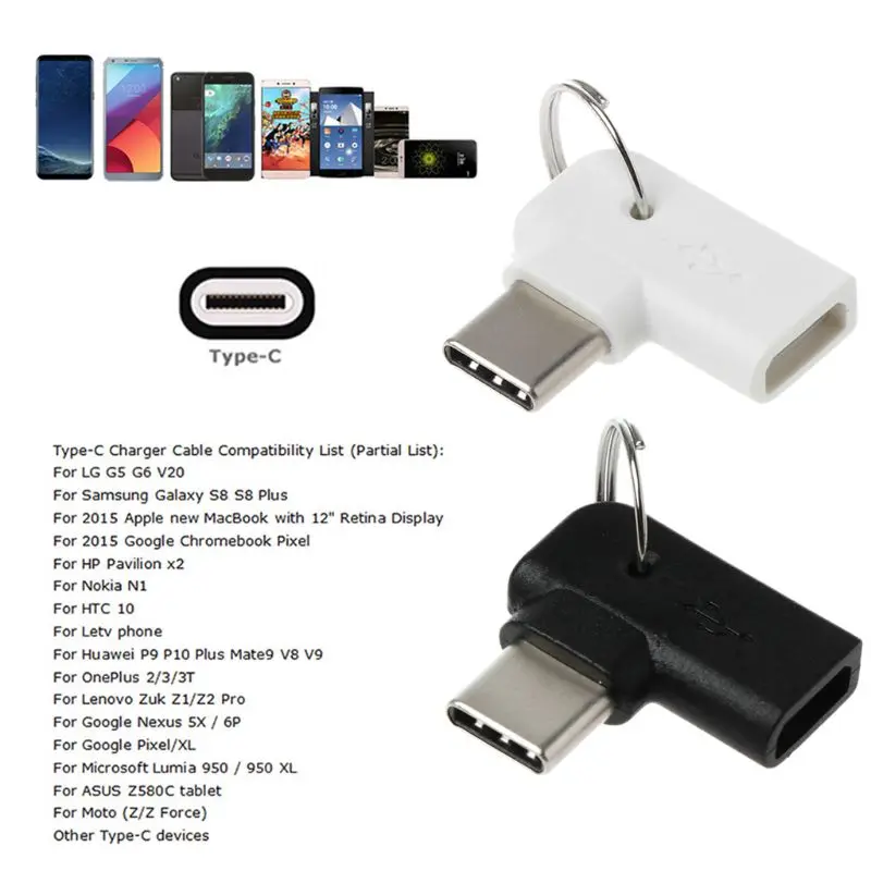 90 Degree Type C male to Micro USB Female Charging Converter Connector Adapter for Samsung S10 S9 S8 Note 9/8 Huawei mate