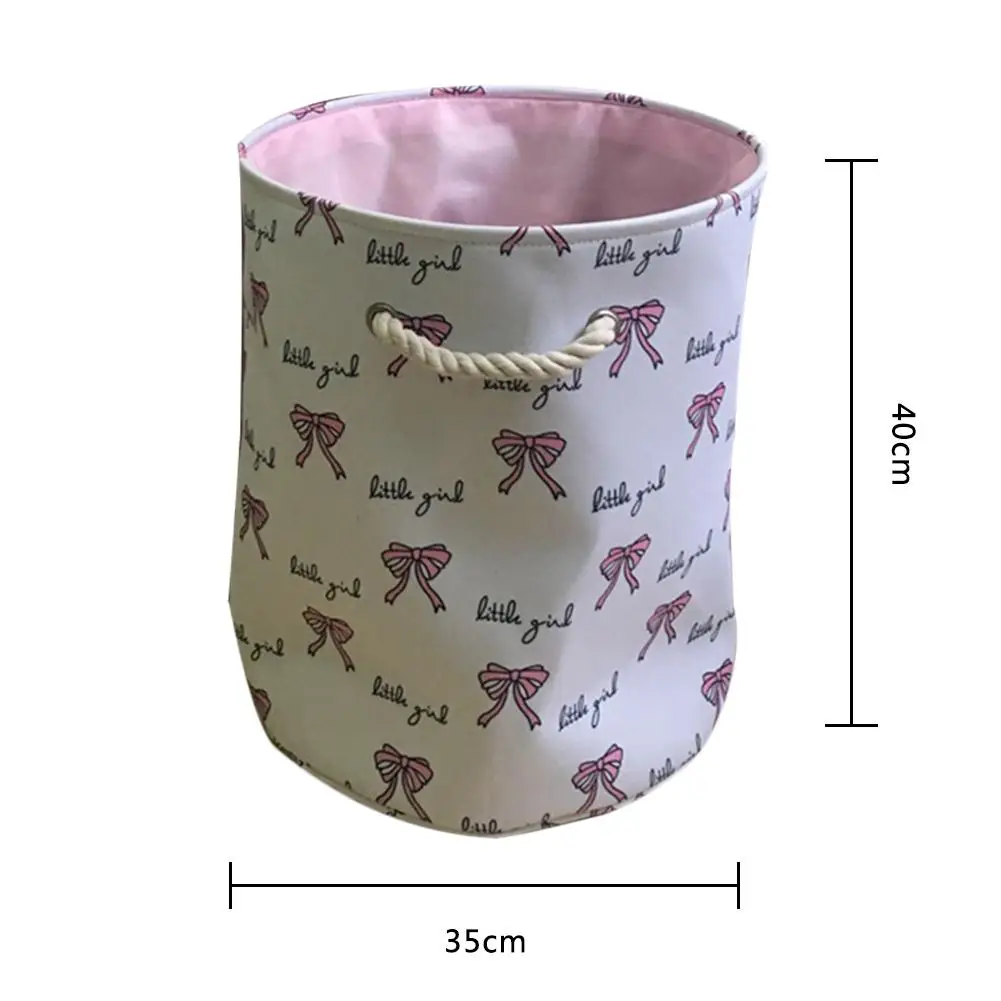Розовая корзина для хранения балерины с бантиком дизайнерская из хлопка и льна