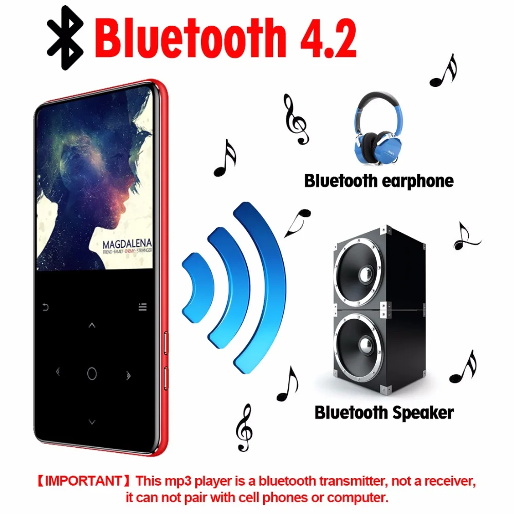 MP3 плеер bluetooth 4,2 динамик сенсорные клавиши hi fi fm радио мини USB mp3 Спорт MP 3 HiFi музыкальный плеер портативный металлический walkman 8G