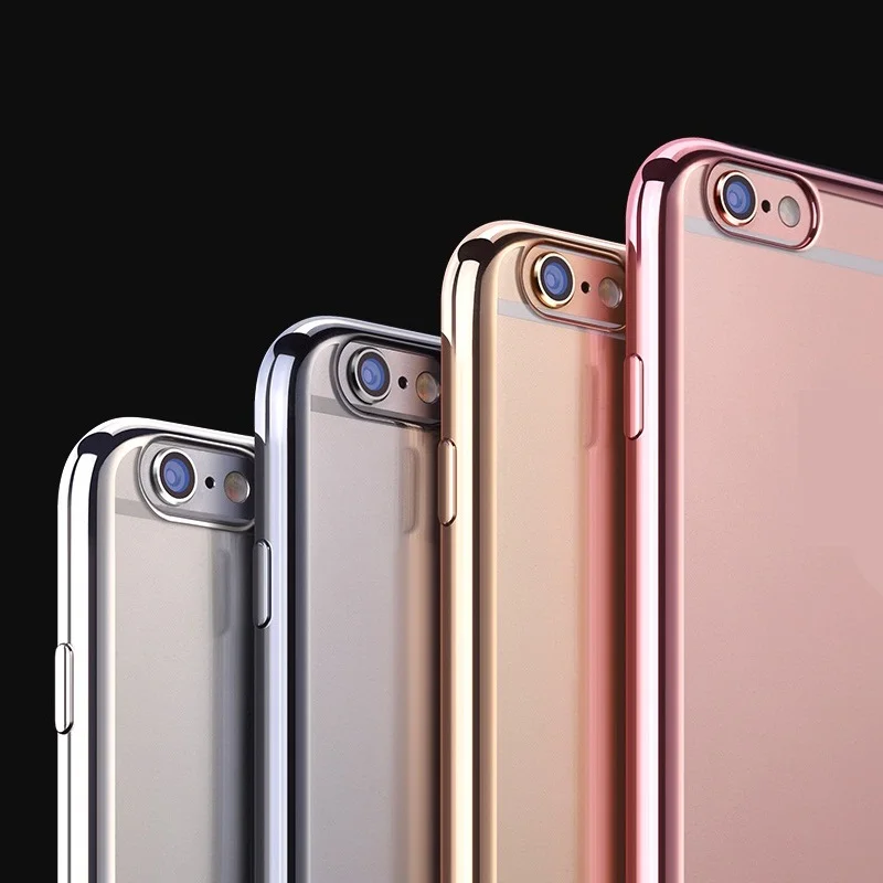 Luxury Case for iPhone 6s 6 7 Plus 5s 5 SE Cover Plating TPU Soft Rose Gold Silver Gray Fundas Funda Apple s |