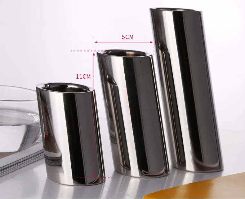 Зеркальный Наклонный подсвечник Наклонный из нержавеющей стали подсвечник стойка держатель 3 шт. s m l