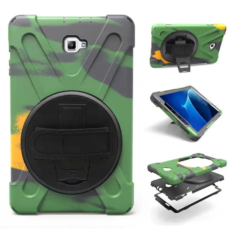 Army Green Бронированный чехол для samsung Galaxy Tab A A6 10,1 SM-T580 T585 с ремешком на руку вращающийся на 360 чехол-подставка для samsung T580 T585 чехол - Цвет: Army Green