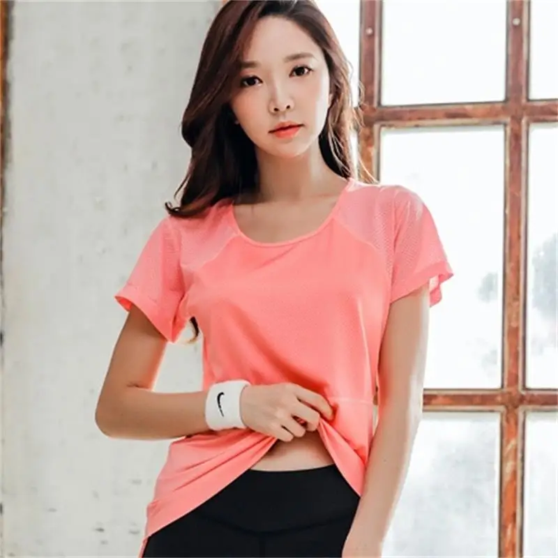 

2019 Large size sports T-shirt quick dry short sleeve women fitness training half sleeve loose mesh breathable running T-shirt