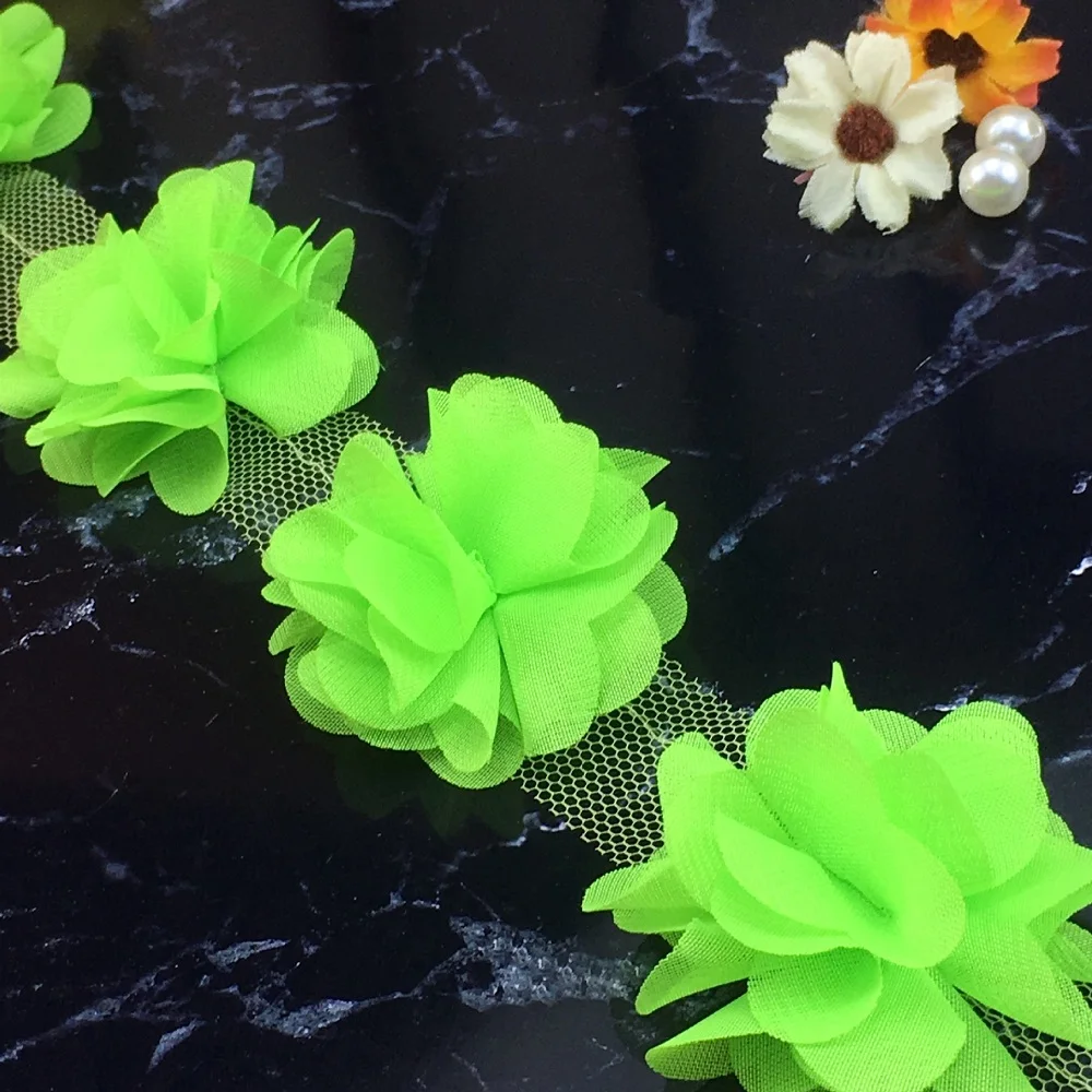 1 ярд 3D Цветы шифоновая кружевная ткань многоцветная Классическая отделка для