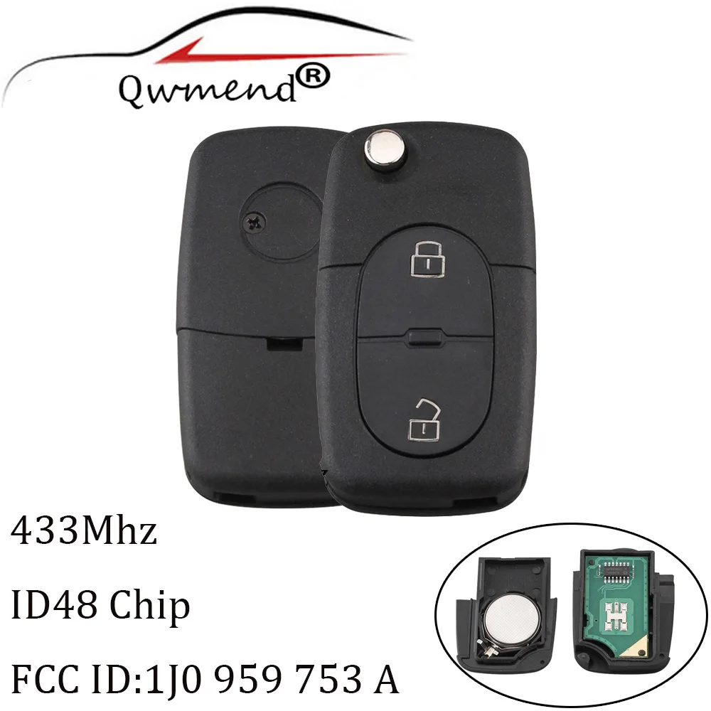 2 кнопки дистанционного ключа брелок без для VW 1J0959753A 433 мгц Volkswagen Golf MK4 Passat 1998 2000 2001