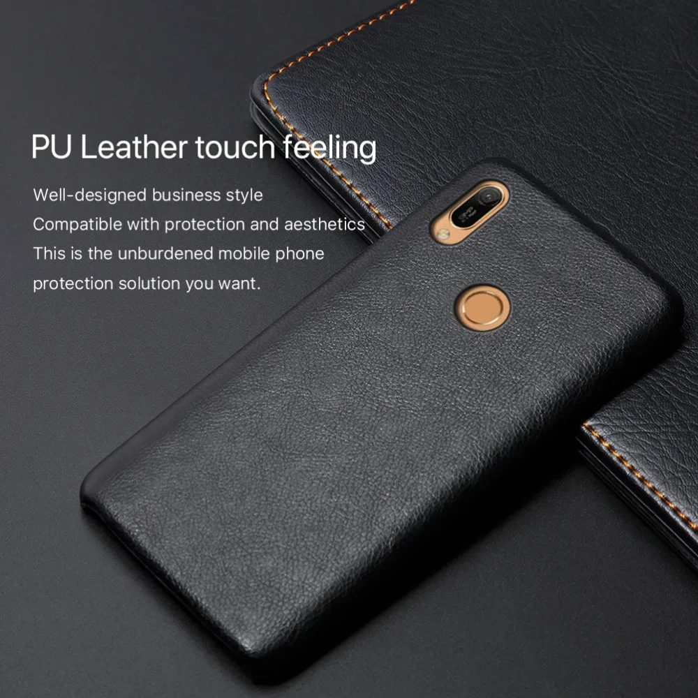 SLEO for Huawei Y6 2019 Case PU Leather Hard Plastic Back Cover Phone 6.09&quot |