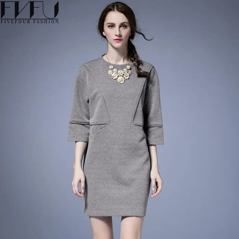 Мода 2018 платье Для женщин осень элегантный три четверти рукав деловая модельная