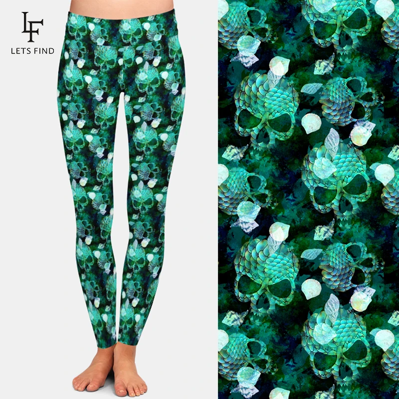 LETSFIND Хит продаж Женская Череп Брюки с цифровым принтом размера плюс 220gsm