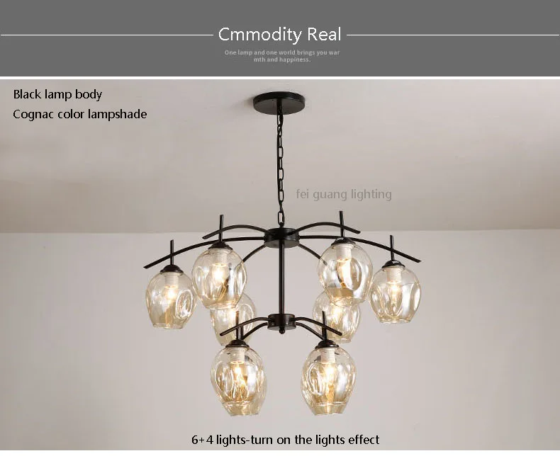 10 lights black Скандинавское освещение, люстра для гостиной, простая современная лампа для спальни, домашний волшебный светодиодный светильник для ресторана - Цвет абажура: 10 lights black