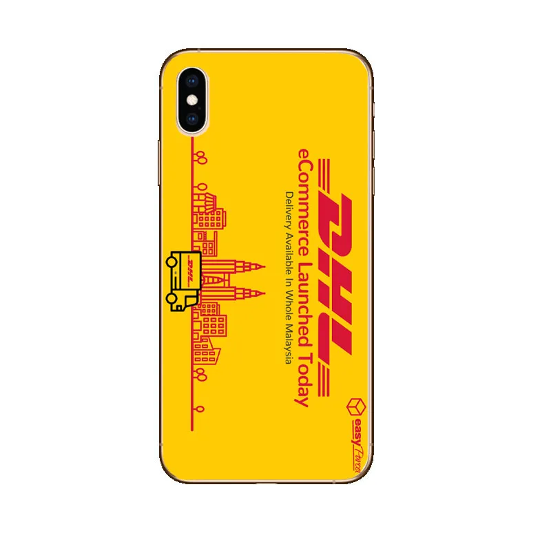 Мы сохраняем его свежий дизайн роскошный логотип DHL этикетка Мягкий ТПУ