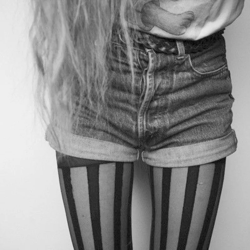 Женские облегающие колготки в стиле ретро черные готические панк с