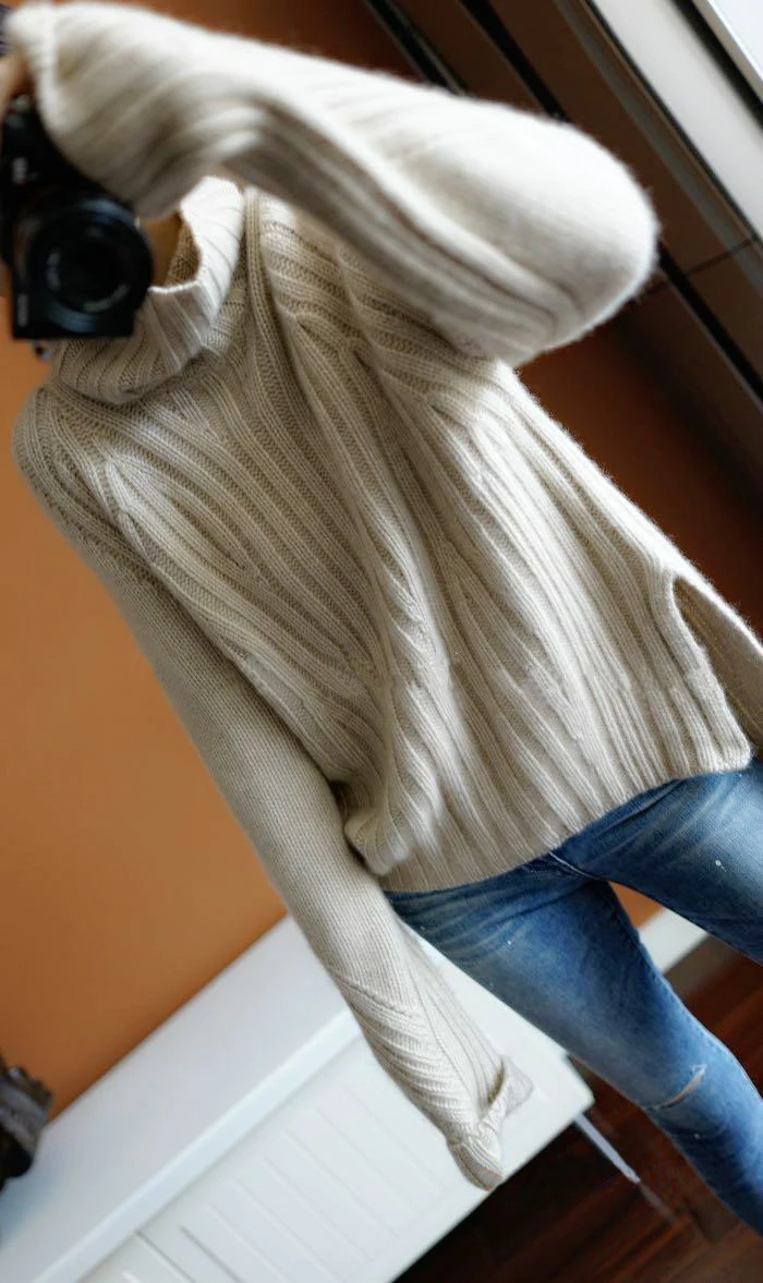 Winter New Fashion Cashmere Wool Women Warm Sweaters 2018 Casual Full Sleeve Turtleneck Loose Knitted Pullovers Female Jumpers | Женская