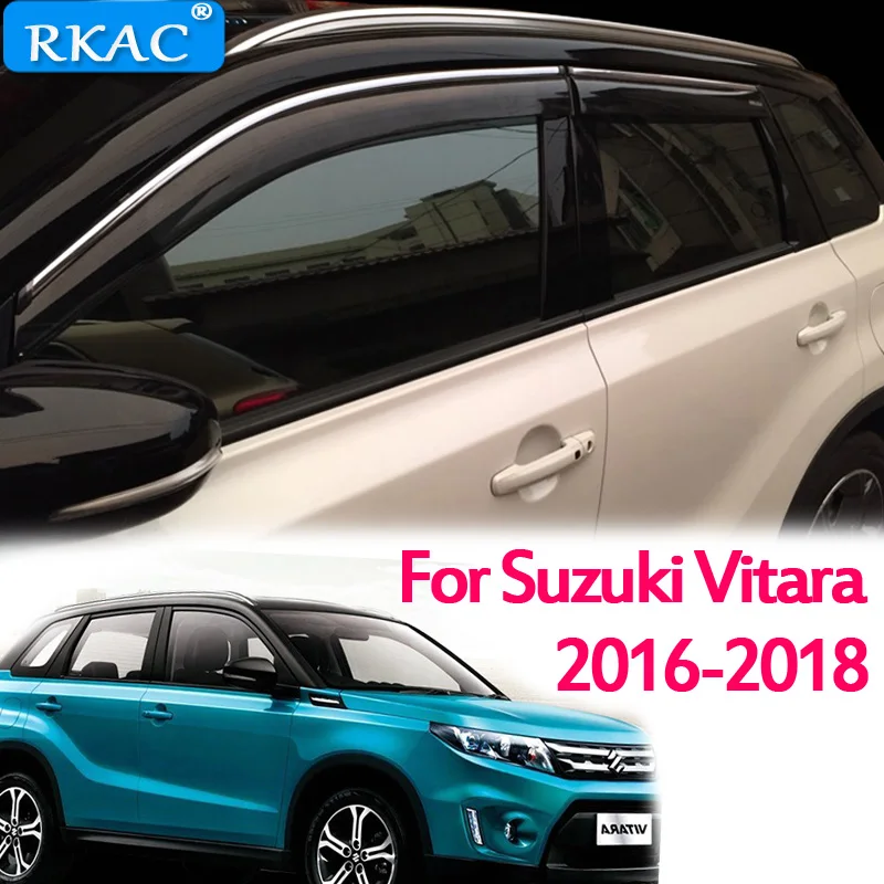 RKAC For Suzuki Vitara 2016 - 2018 car body styling Stick lamp plastic Window glass Wind Visor Rain/Sun Guard Vent 4pcs | Автомобили и