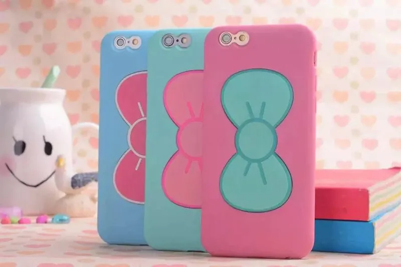 Милый 3D дутый комикс галстук бабочка мягкий силикон чехол для iPhone 6 большой 5