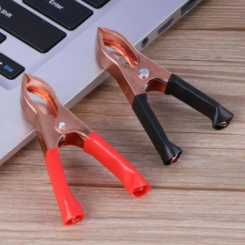 4Pcs 30A Red Black Crocodile Clamps 72/75mm Alligator Clip Handle Cable Lead Testing Battery Test Clamp Clips | Обустройство дома