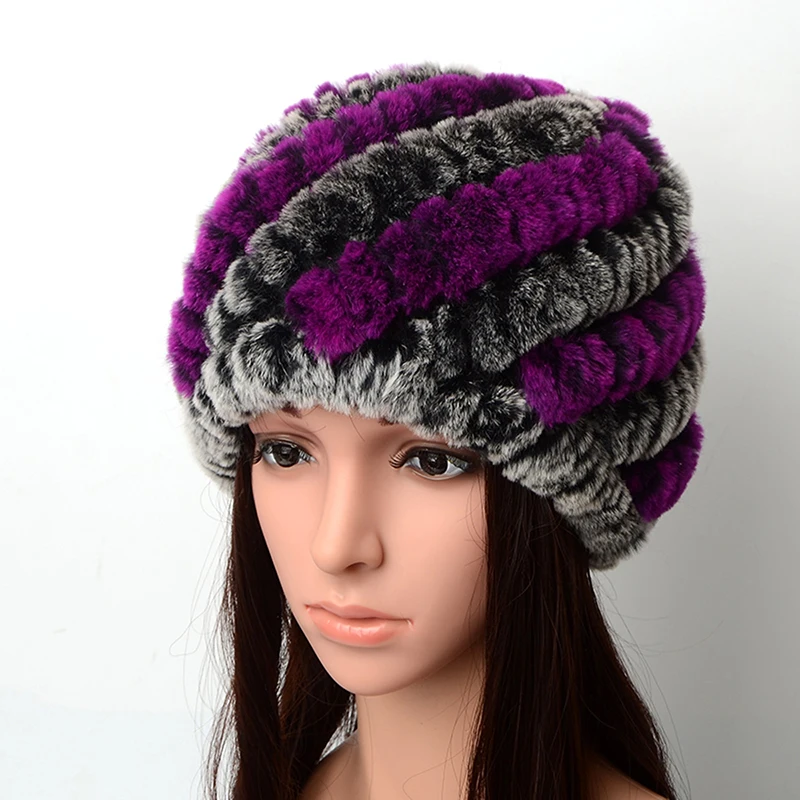 Модные натуральным лисьим мехом норки помпонами Skullies Шапки для Для мужчин женщин