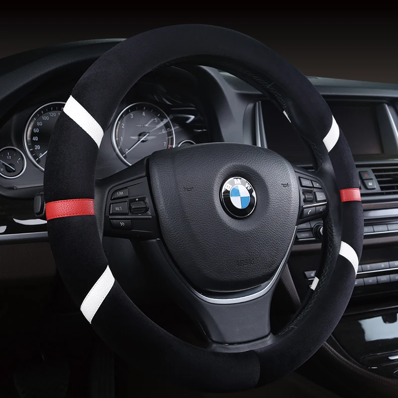 

KKYSYELVA Warm Fur Black Car steering wheel cover Winter Interior Accessories Auto Plush Steering-wheels Car Styling