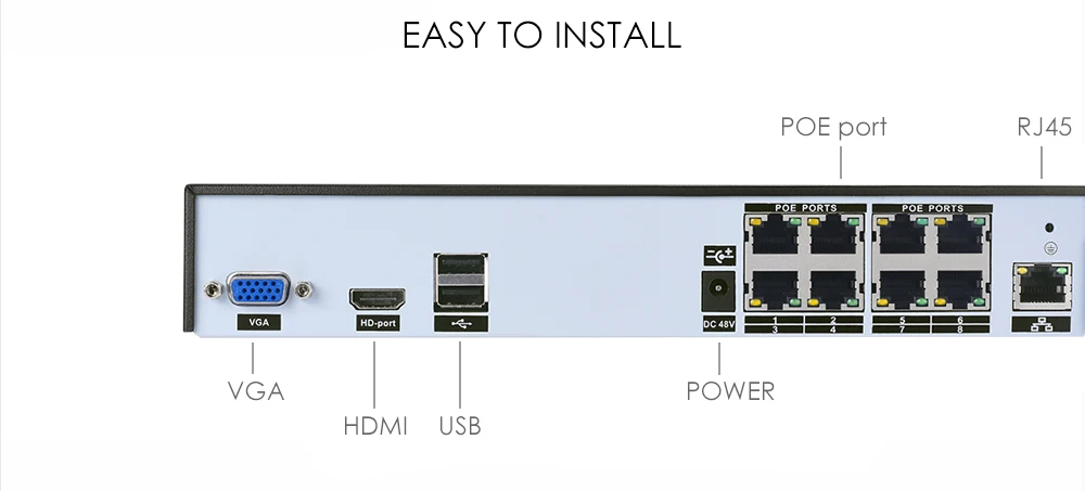 USAFEQLO 4CH 8CH 1080P 48V POE NVR XMEYE 802.3af P2P ONVIF сетевой видеорегистратор Full HD 5.0MP для POE IP камеры видеонаблюдения
