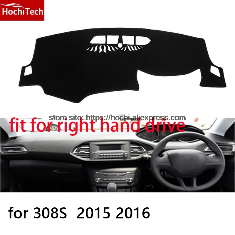 

Для Peugeot 307 308 308s правый коврик для приборной панели, защитный коврик, Черный Автомобильный Стайлинг, установка интерьера, наклейка, коврик, т...