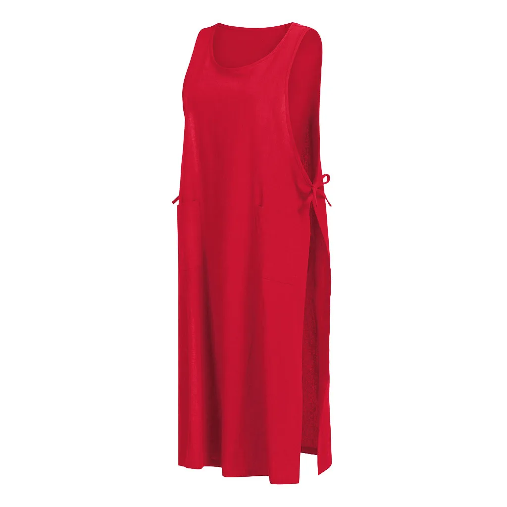 Женское Хлопковое платье туника повседневный передник с карманами в японском