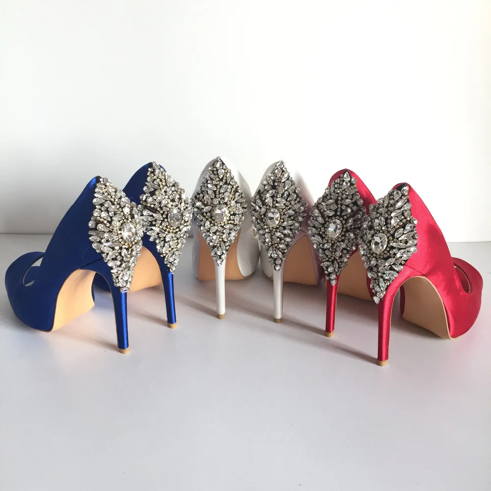 Sandales Chaussures Залить Femmes 2016 Кот Champange Синий Кристалл Бисероплетение Мода Свадебные