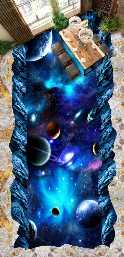 [Самоклеящаяся] 3D Dream Planet Design5 Нескользящая водонепроницаемая фото самоклеющаяся
