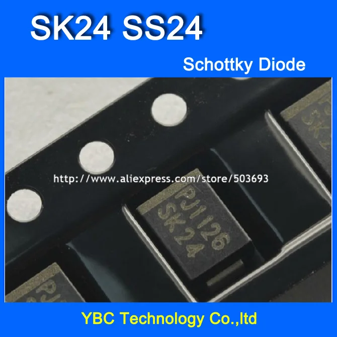 

100pcs/lot SK24 SS24 SMB 2A/40V Schottky Diode