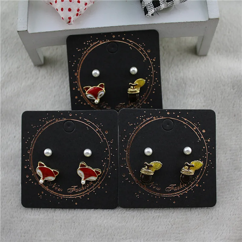 Red enamel style animal fox Pine cone fashion cute 2 pieces set of stud earrings Combination ear jewelry | Украшения и аксессуары