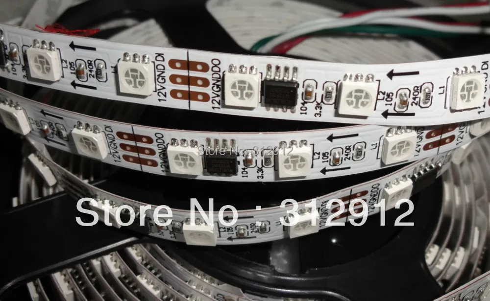 5 м DC12V 60 светодиодов/м 20 шт. ws2811 ic/meter (20 пикселей) светодиодная цифровая полоса IP33