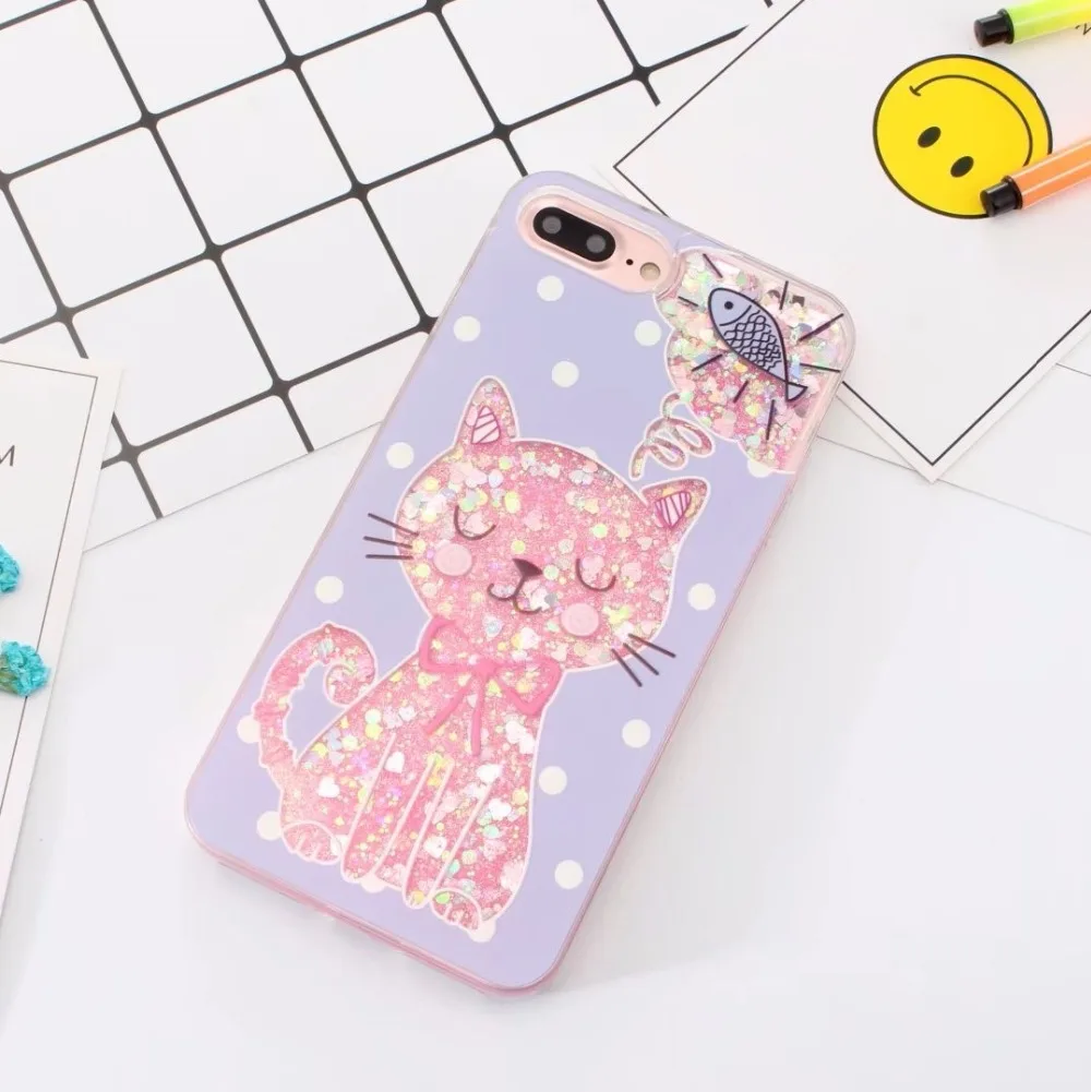 2018 новая вспышка жидкости мягкий чехол для iPhone 7 Plus Симпатичные задняя крышка