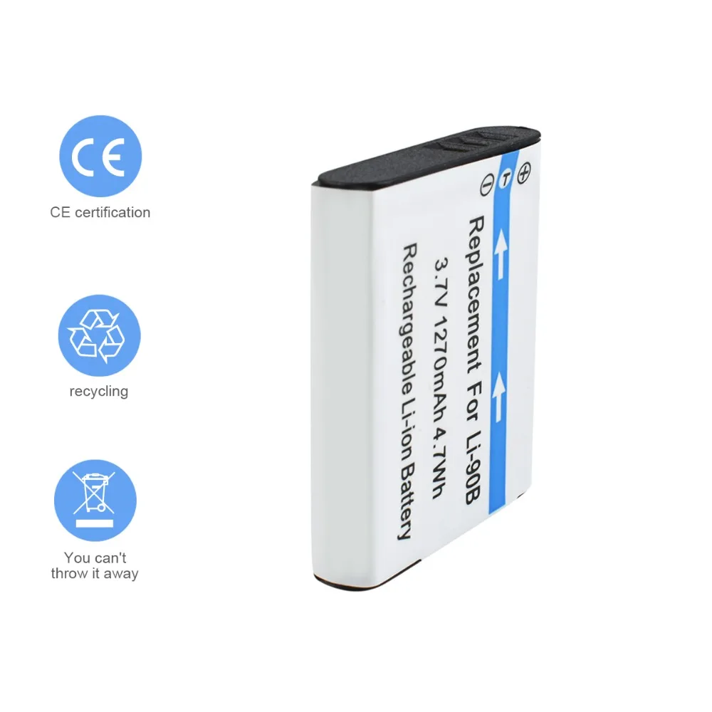 1X3 7 V 1270mAh LI Ion 90B LI90B аккумуляторная батарея для Olympus Tough TG 1 iHS 2 3 4 SH50 SH60 L30|Цифровые