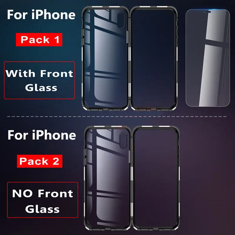Металлический магнитный чехол для iPhone X 7 8 XS MAX XR 6 металлический бампер + задняя
